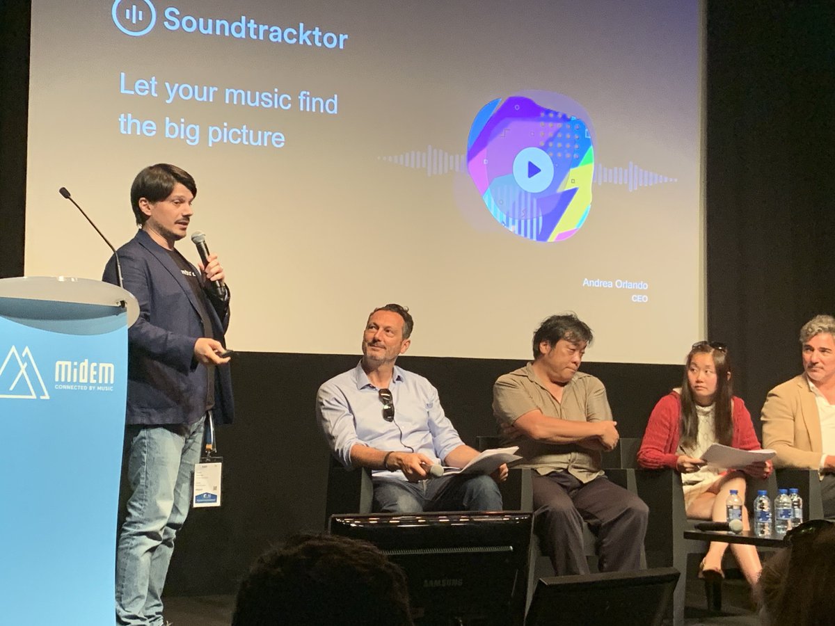 midem's tweet photo. @Deezer @recochoku_jp @Alissia_Music @clapcharts @ClicknClear_ Soundtracktor from Denmark is a platform to help composers build their own 'webshops' making their music visible to potential clients like marketing agencies, with AI recommendations to match compositions to briefs. Website: https://t.co/qQSEwE5E7U #midem #midemlab @soundtracktor https://t.co/q2SwNrd7Es