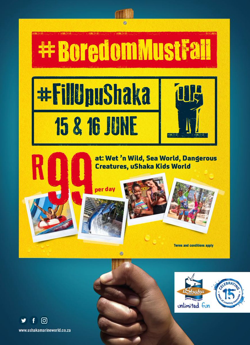 dbntourism's tweet photo. School Holidays are upon us and @uShakaMarine is celebrating 15 years. So join us and help fight the boredom on the 15 & 16 June ’19. #ThisIsDurban #DurbanHasMore #BoredomMustFall https://t.co/ZFS6PPZzJT