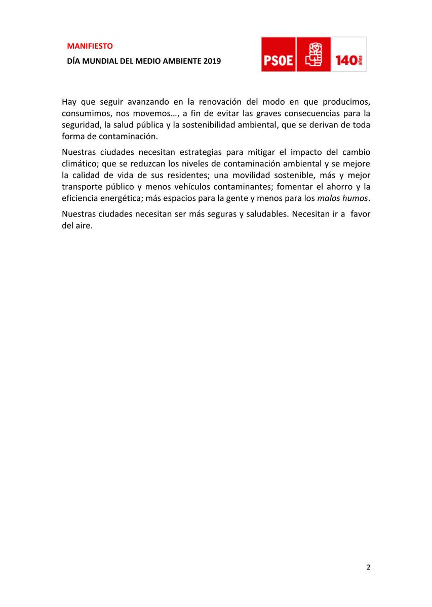 Hoy 5 de junio celebramos el #DíaMundialDelMedioAmbiente.

Aire limpio = personas sanas
Aire limpio = clima sano

Para frenar la emergencia climática, necesitamos ciudades sostenibles, necesitamos pueblos #SinContaminaciónDelAire.

Este es nuestro comunicado este #5J #Arahal
