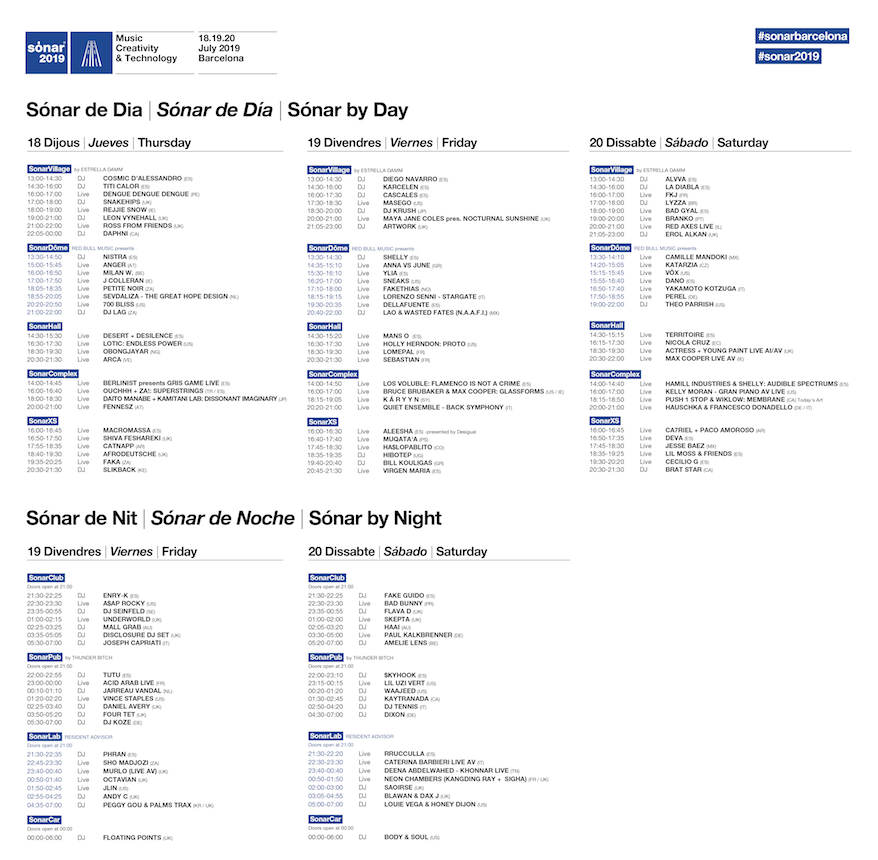 EnPlatea's tweet photo. SÓNAR 2019 desvela los horarios de las actuaciones y presenta su App https://t.co/e4BeayPtEp @SonarFestival @sonarplusd @Fira_Barcelona #sonarbarcelona #sonar2019 #sonarapp #sonarhorarios https://t.co/9XT6x719P9