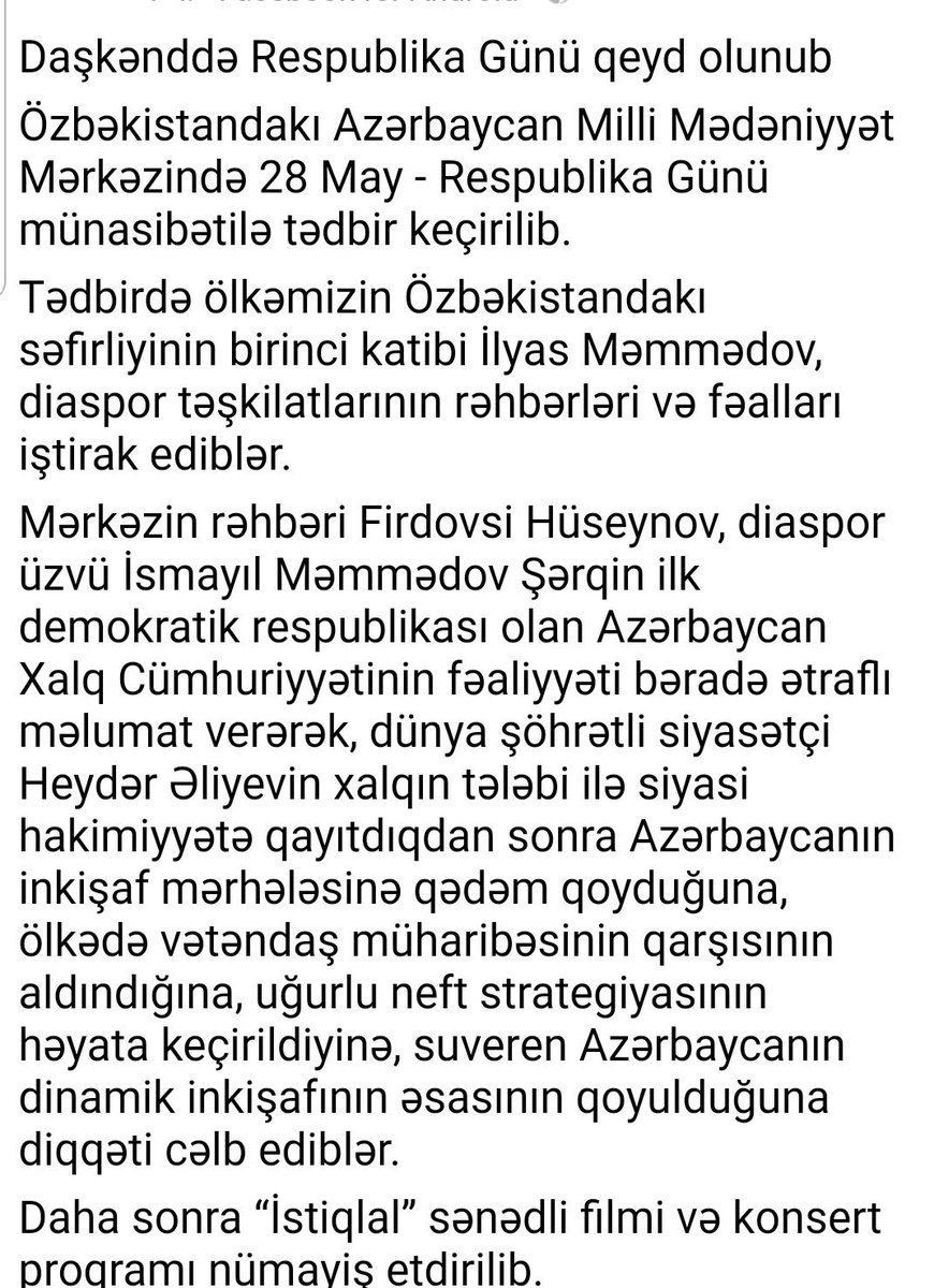 DiasporaAz's tweet photo. Özbəkistandakı Azərbaycan Milli Mədəniyyət Mərkəzində 28 May -   Respublika Günü münasibətilə tədbir keçirilib. #Azerbaijan #Diaspora #AXC101 #Respublikagünü #Uzbekistan https://t.co/A7VOI5be6q