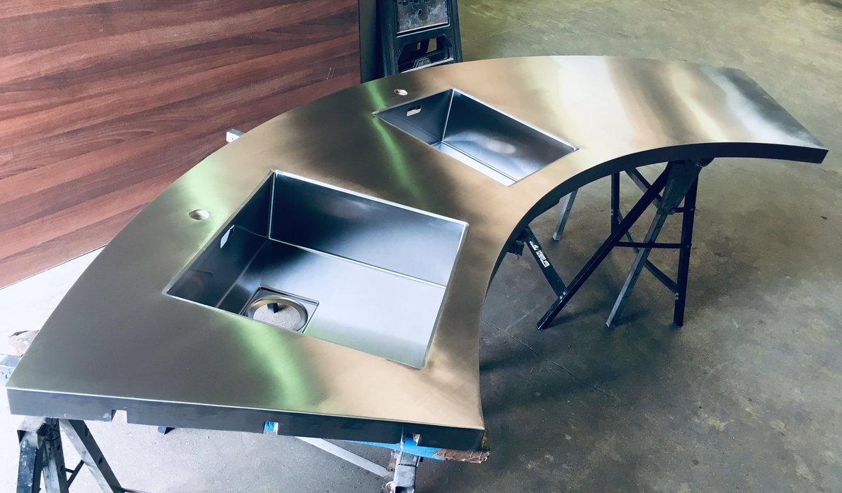 mpmengineering's tweet image. One section of a large curved #stainlesssteel #bar #worktop that will be installed later this week #stainless #bespoke #sinks #welded #ukstainlesssteelworktops #london #uk #design #kitchen #kitchens #interiordesign #architecture #worktops  #kitchendesign