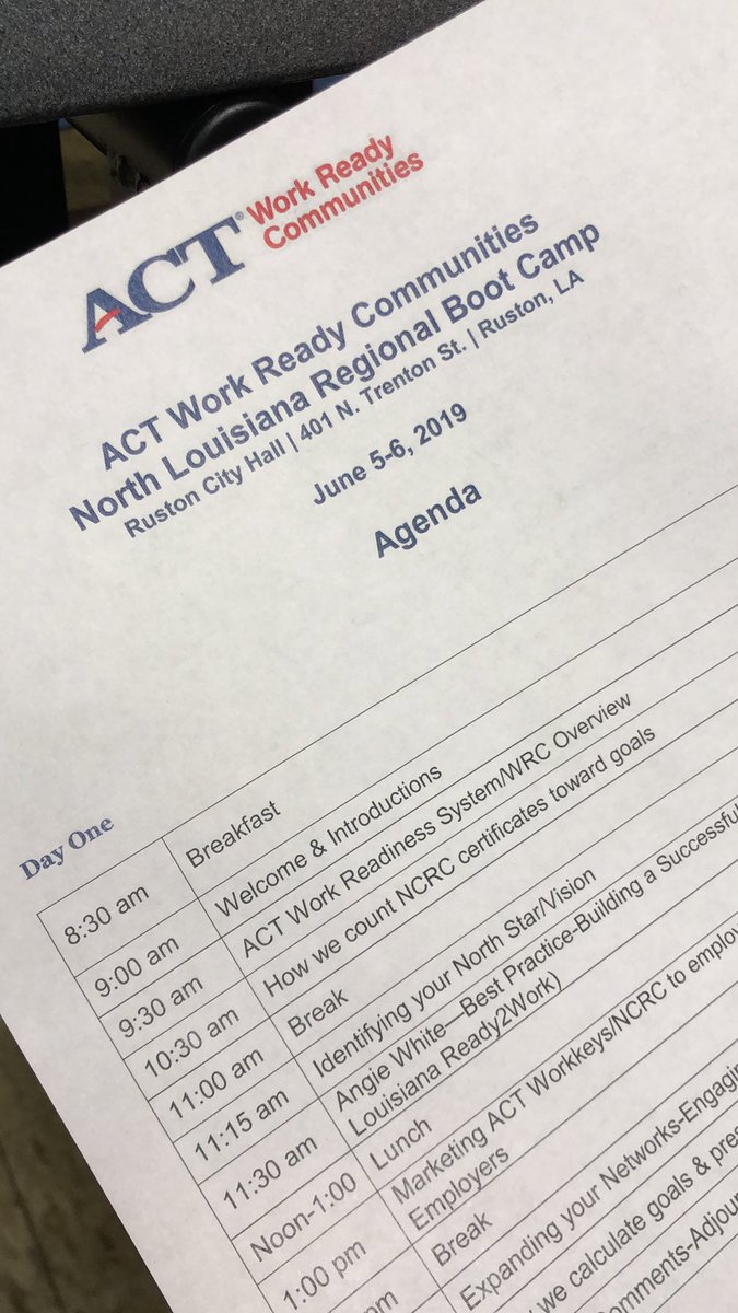 d_whitlock's tweet image. A great morning learning about becoming an @ACT #WorkReadyCommunities from @cheri_tune and @FMcConnel this morning! Looking forward to hearing more this afternoon and tomorrow about how this program can benefit students in Lincoln Parish. #workkeys #ReadyForWork