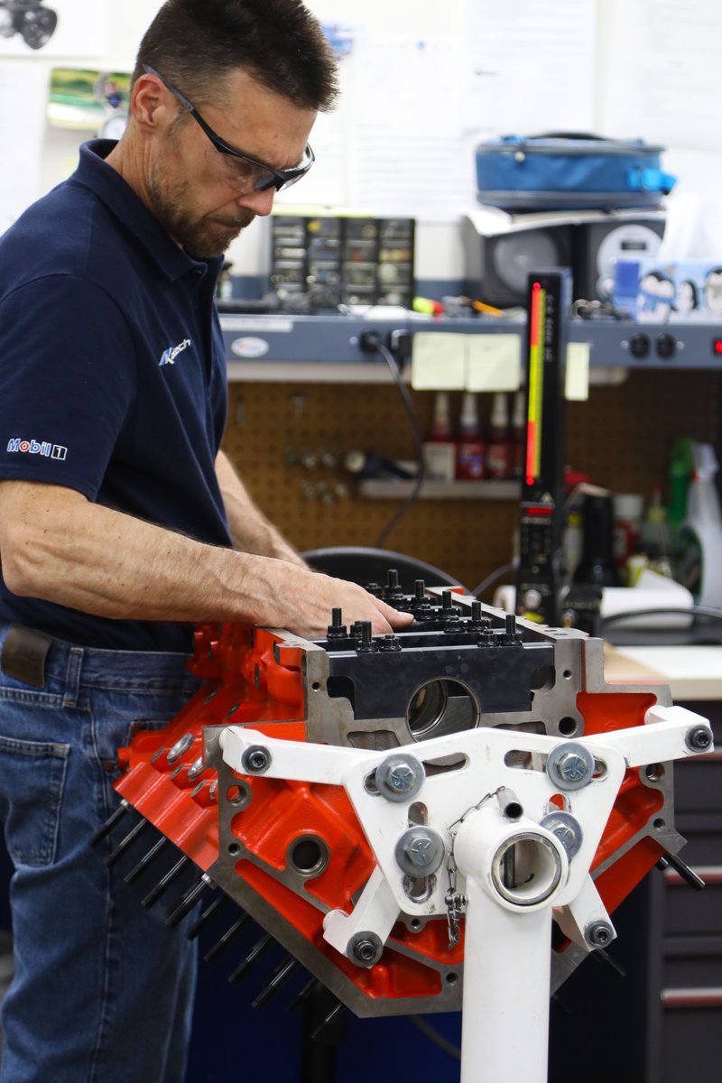Engine Builder Dean Peletier checking main bearings on an LSX Block. 
#katech #chevy #corvette #camaro #trucks #lt #ls #carswithoutlimits #becauseracecar #vehicles #car #racecar #racing #trackcar #ride #road #sportcar #engine #drive #cars