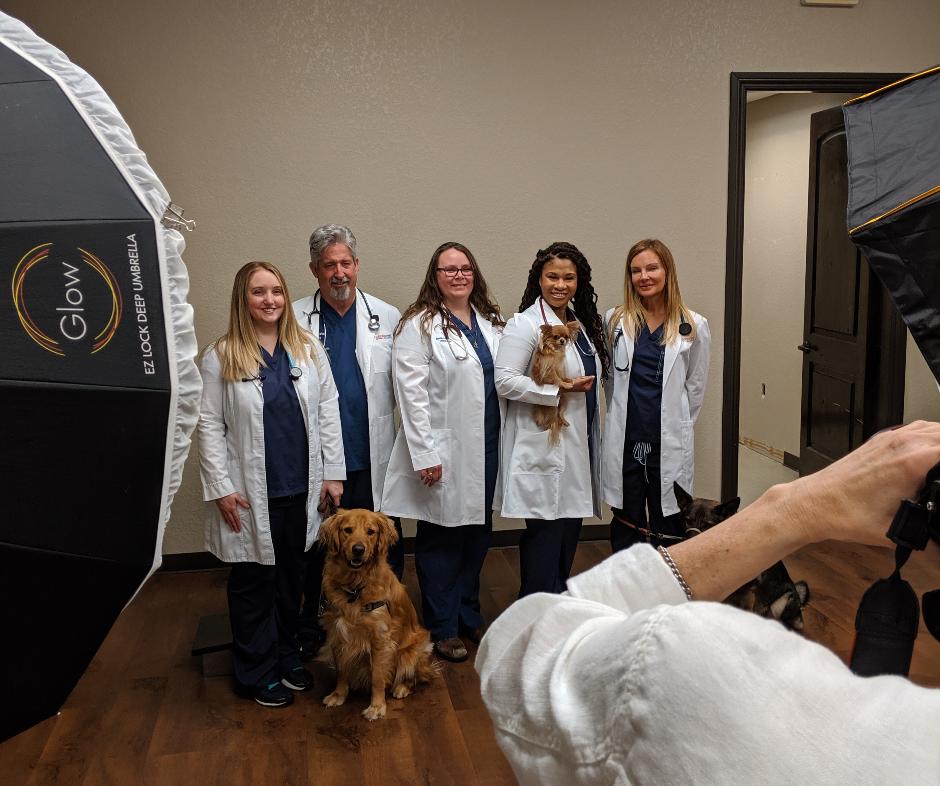 A sneak peek behind the scenes of our emergency &amp; critical care team photoshoot for Texas Dogs And Cats- San Antonio! We have an amazing team, if we do say so ourselves! Find us in next month's issue!