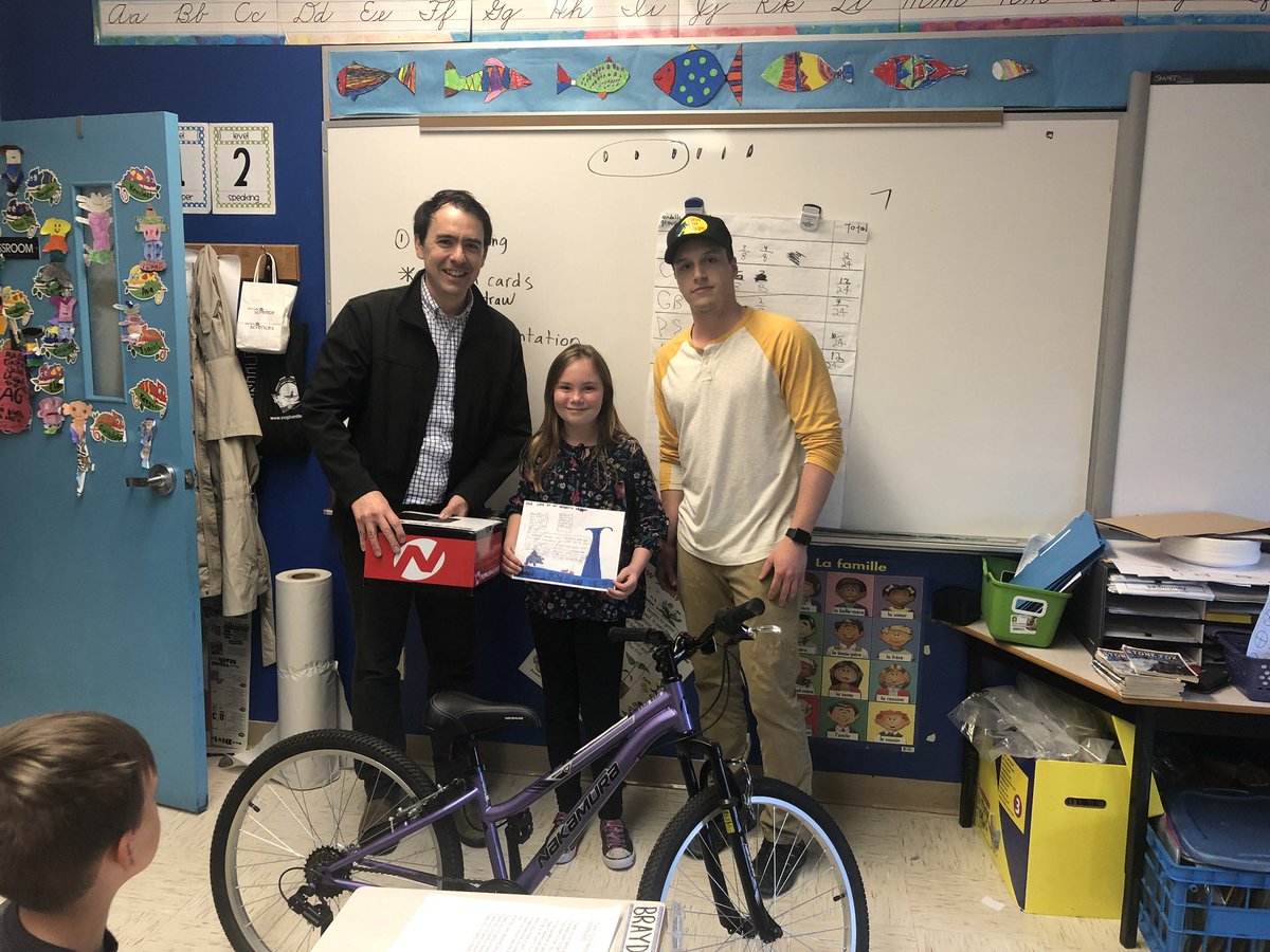 Cassidy T. of St. James All Grade, and Anne Marie N. of <a href="/EastsideElem1/">Eastside Elementary</a> have been awarded new bicycles for their submissions to our annual Enviro Week art challenge.

Tks students &amp; teachers for participating, and <a href="/NFPower/">Newfoundland Power</a> who have supported this initiative for the past 15 yrs!