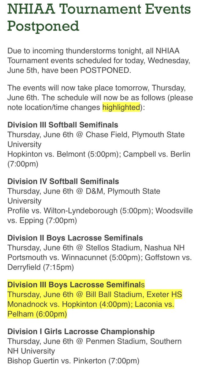 PA_Ath's tweet photo. See below about tonight’s Girls Lax Championship game! Any tickets preordered for tonight will be valid for tomorrow! https://t.co/lxgF8QkI2v