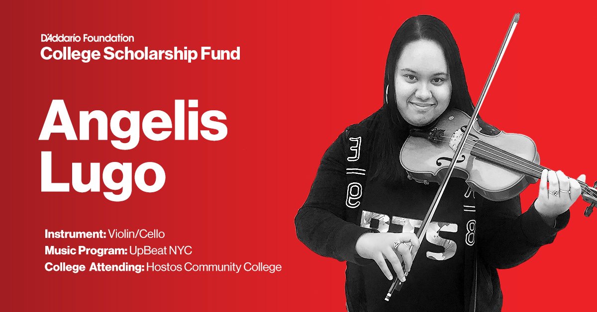DAddarioFdtn's tweet photo. Meet Angelis, D'Addario Foundation College Scholarship winner from @UpBeatNYC! 

Learn more about our new scholarship and the 2019 recipients at 
https://t.co/QhAxwDMrLt. #MakingCollegePossible https://t.co/NVLMhYIiGH