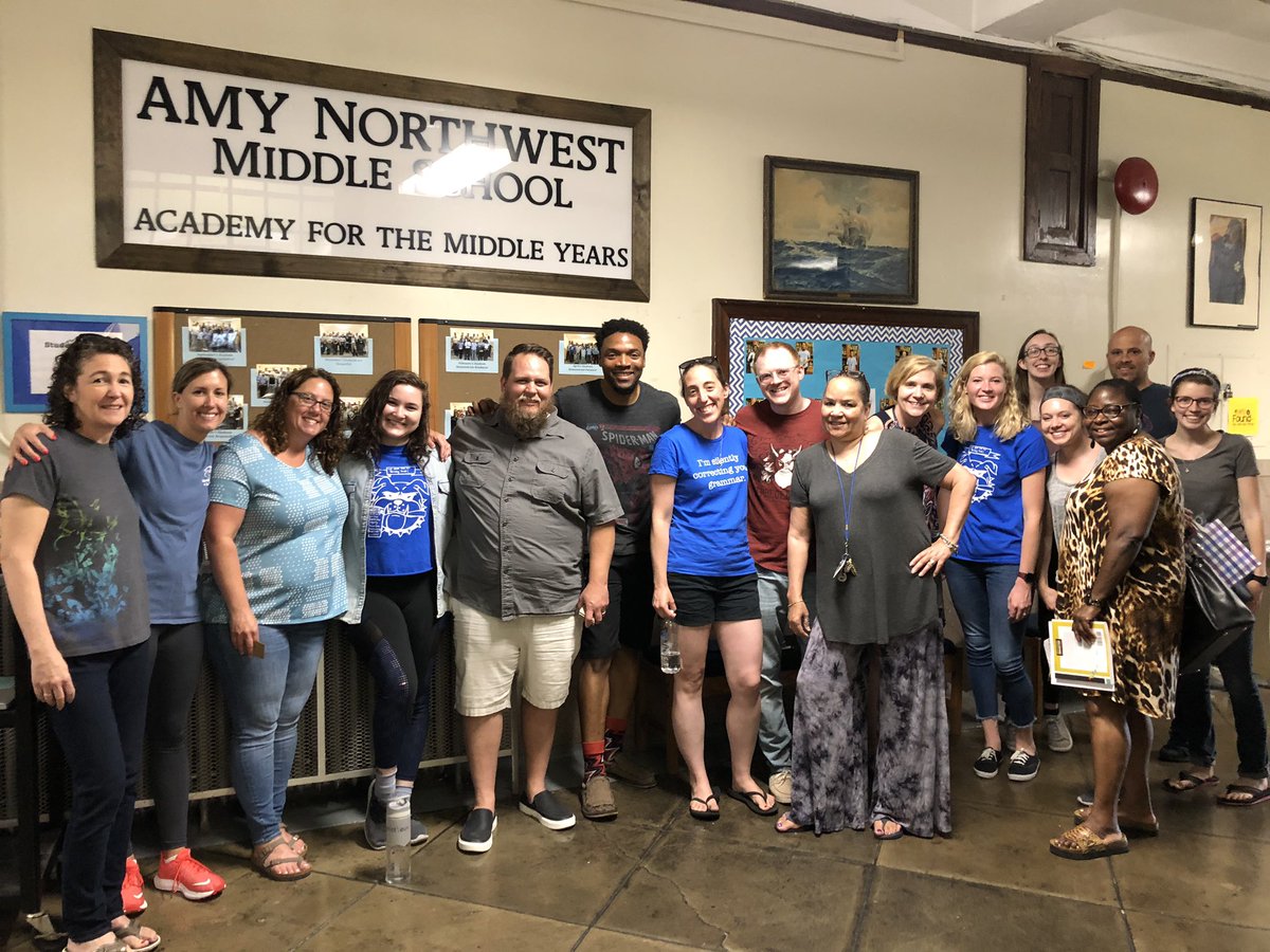 watershedphilly's tweet photo. Love the staff of AMY Northwest middle school in Philadelphia!  They are all rock stars ⭐️ We celebrated the last day of the school year with them by giving each of them a Starbucks gift cards.  Thankful for our partnership with @BRNonline who generously helps us serve like this https://t.co/MO8cpU41rr