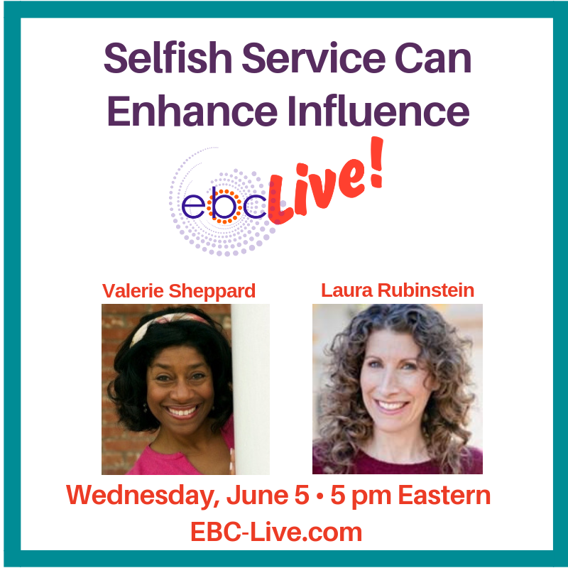 ValerieSheppard's tweet photo. RT @EBUCO1: Learn how Selfish Service Can Enhance Influence from the recipient of the EBC 2018 More Award, @ValerieSheppard via #EBCLive with @CoachLaura on June 5, 2pm PT/ 5pm ET https://t.co/dIv9IseOdZ #EBCouncil #Entrepreneurs #Leadership https://t.co/vnrbghbRjm