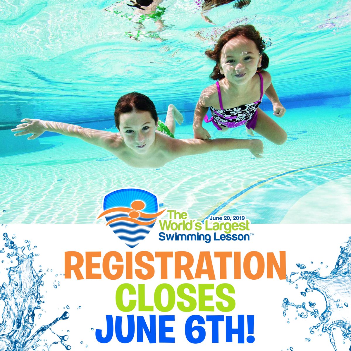 Don’t miss the opportunity to participate in our 10th Anniversary World’s Largest Swimming Lesson event! Registration for this year's event on June 20, 2019 closes TOMORROW, June 6th. ☀ Visit wlsl.org to register TODAY! #WLSL2019
