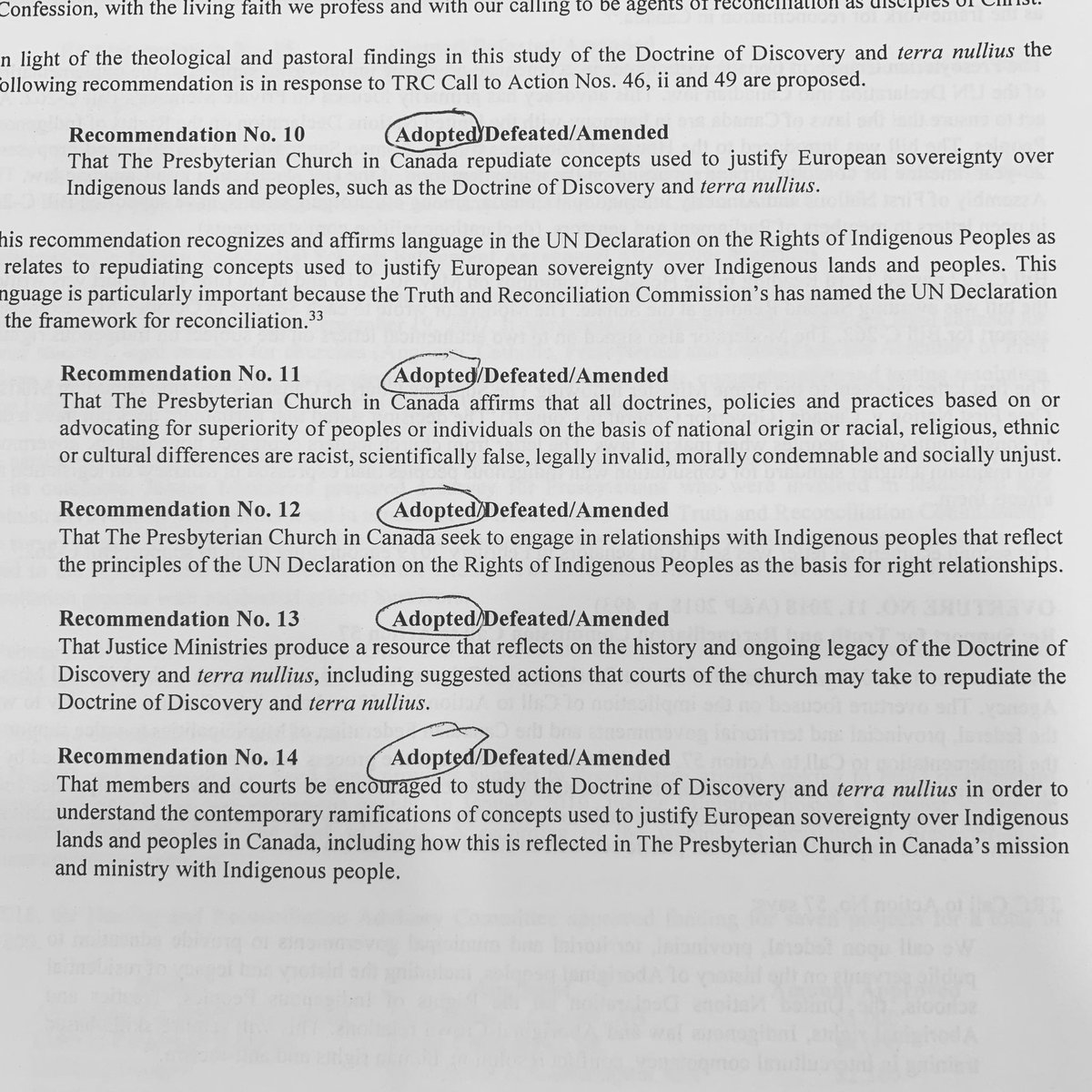 mbrough's tweet image. #pccga2019 passed motions repudiating the doctrine of discovery. While there has been very painful division at the Assembly, there has been near unanimous support for Indigenous rights and Indigenous Ministries.