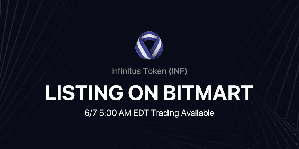 BitMartExchange's tweet image. 🎉 BitMart is going to list @InfinitusToken (INF) tomorrow! INF/USDT trading pair will be available at 5 AM, June 7th EDT. Be ready to deposit and trade INF at bitmart.com!

➡️ Details: bit.ly/2WcqNdC

#BitMart $BMX #InfinitusToken $INF