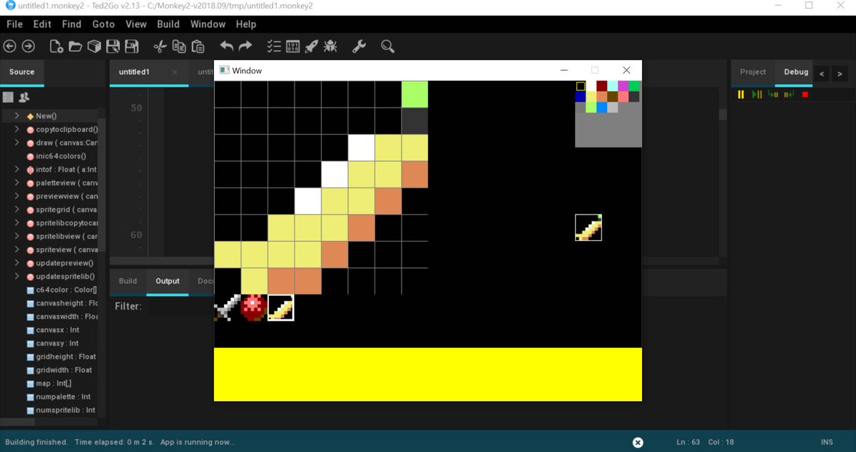 RudyvanEtten's tweet image. I started working on a sprite editor a couple of hours ago. I am using the pico8 one as a example. It can currently copy a sprite as raw #monkey2 ([][]array) code.