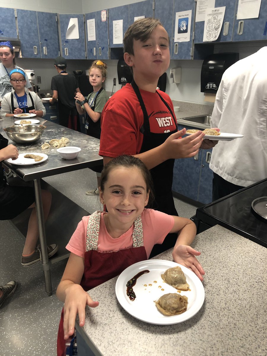 Chefinista's tweet photo. We started our day three of Culinary Camp with Homemade Pork Potstickers &amp; Dipping Sauce!! Thank you for Chef Tucker for your demo!! @MLCHS_Principal @MLCTitanNation @shelbycountysch #CulinaryCamp #SummerEnrichment #FreshDough #CultureExploration #CrabWontonsandStirFrytoCome https://t.co/ICojjMp2ah