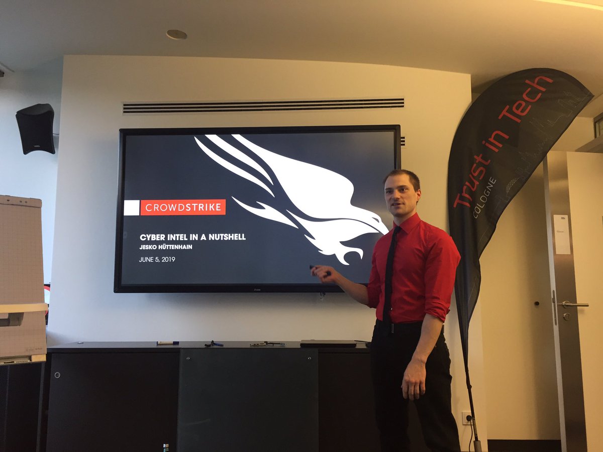KathiSlz's tweet image. Let&apos;s start with a another #TrustinTechCGN event. Welcome to all #WhiteHats. Today’s talk: #CyberIntel in a Nutshell by @huettenhain

#CyberSecurity #ThreatIntel #Infosec #CyberSec