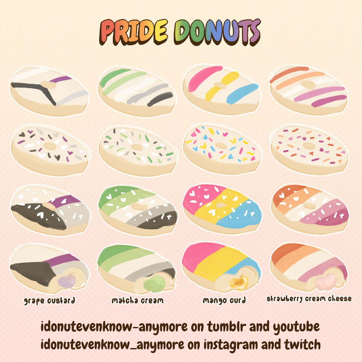 donutJAMart's tweet image. Alrighty here we go! I'm very sorry for not including a couple of them. I kinda just wanted to do something for #pridemonth then I rushed it and posted it before including a couple.

I apologize but I was just a bit excited and got carried away, but I updated it. Hope you enjoy!
