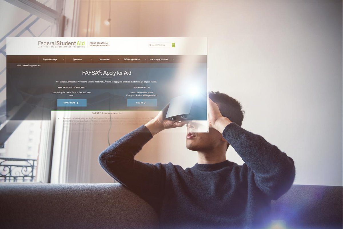 Now summer is here, don't get lost in virtual reality. Do yourself a #FAFSA and get cash to make @collegeaccess your reality. studentaid.ed.gov/sa/fafsa