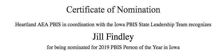 jill_findley's tweet photo. Very humbled that Mrs. Lee nominated me for our school's PBIS efforts this year.  We will keep doing whatever it takes to ensure a positive, safe learning environment for all!  #creatingacultureforlearning @radamsmocfv https://t.co/GljdarTpBP