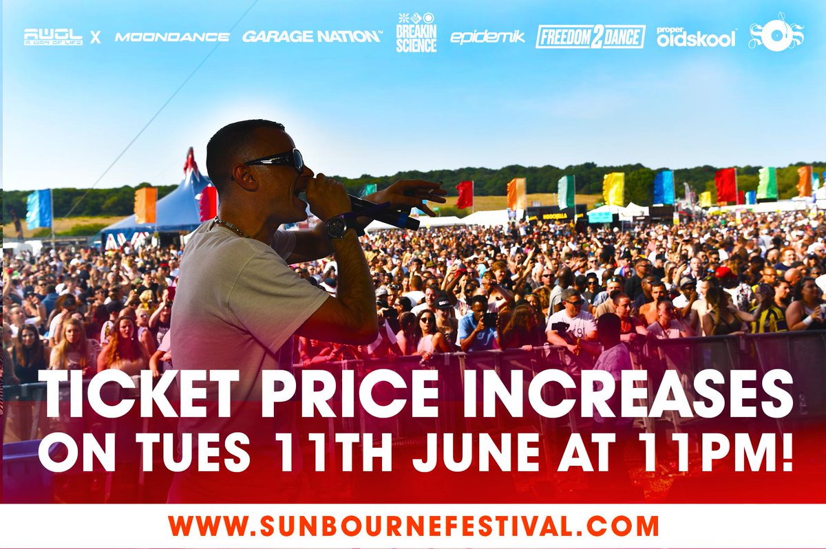 Tickets are selling out fast for Sunbourne x Moondance Festival - price increases on Tuesday 11th June at 11pm! 

Final £25 Tickets, next price £30: sunbournefestival.com