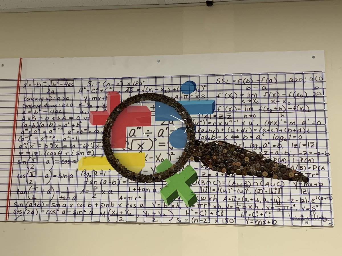 eternallife2112's tweet photo. What a GREAT mural on the wall outside our math classrooms. @millburnschools @MillburnHS_News kids have some amazing talents and wonderful creativity (and, apparently, quite a button collection).
#MathIsArt
#TeamMillburnNJ
#MathIsAWonderfulThing https://t.co/ZJrDggqrpJ