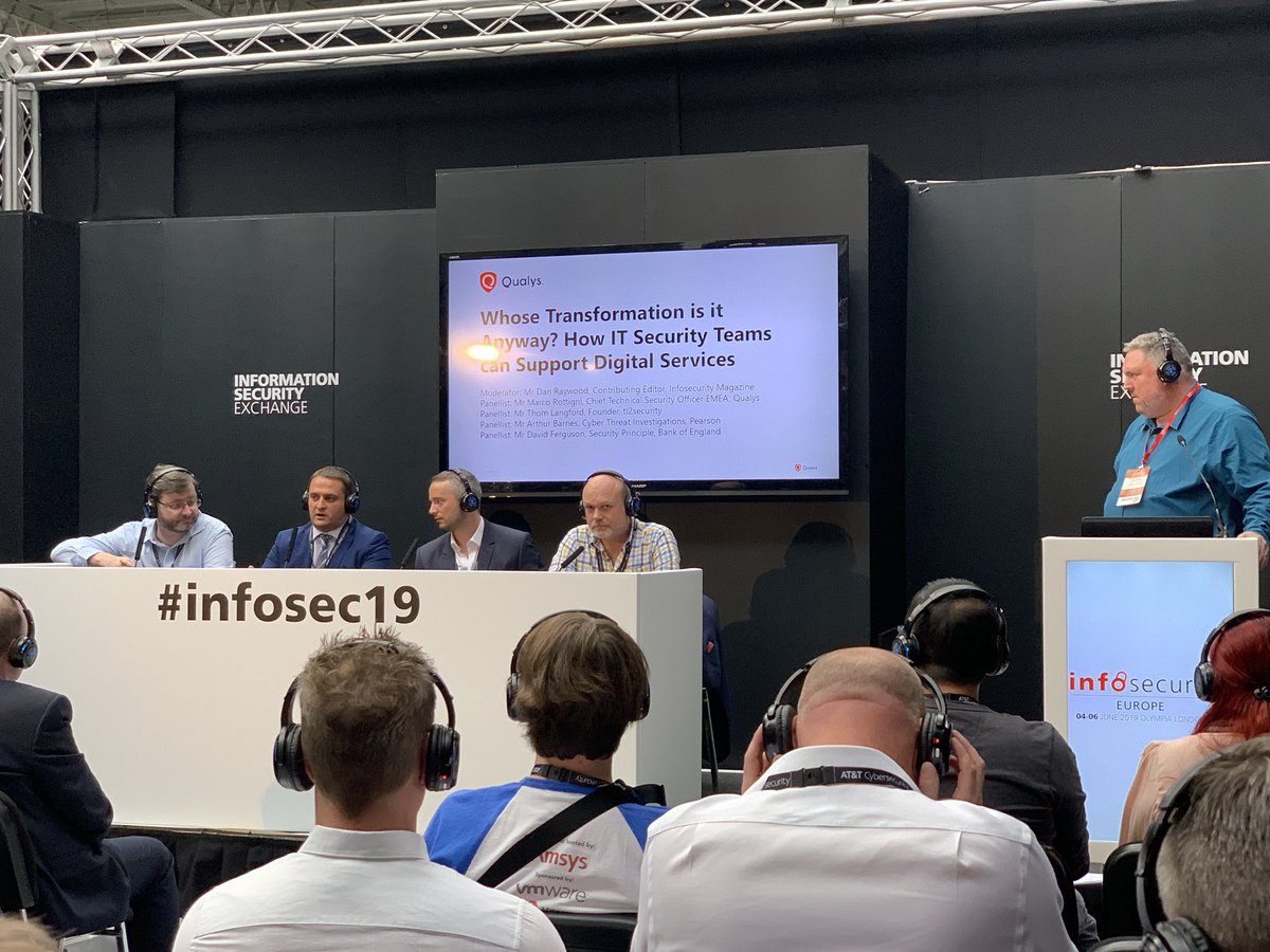 lausecurity's tweet photo. Panellist @ThomLangford , founder of @TL2Security says “...when they see you in your underwear..Analysis paralysis..risks should be looked at independently” 

#KeepingAudiencesEngaged #Unforgettable #Transformation #SecurityTeams #DigitalServices @Infosecurity #infosec19 https://t.co/SNjKFQSxTh