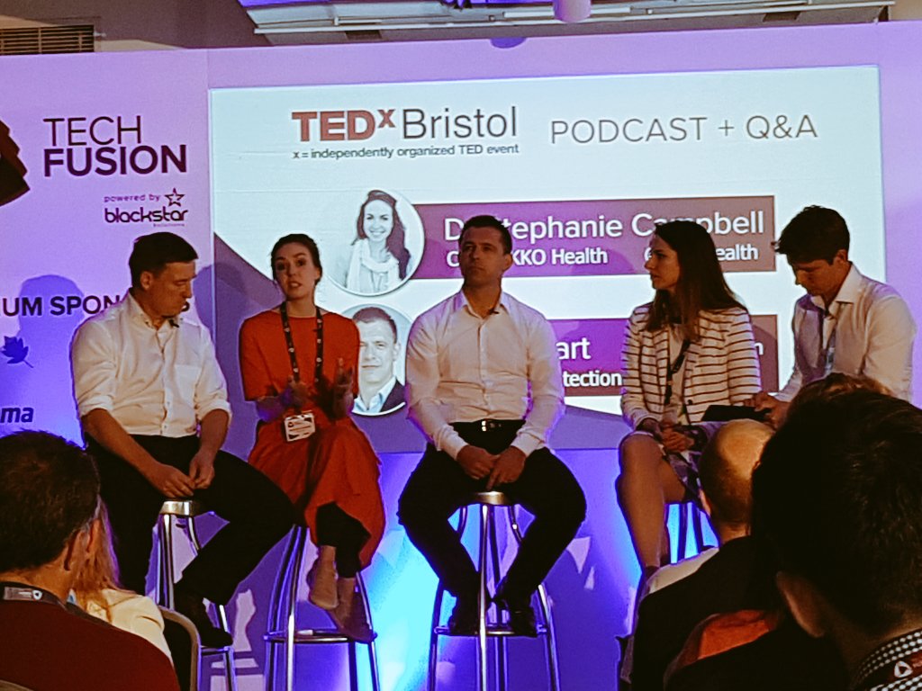 SETsquared_Br's tweet photo. "Put people in the centre of how they want to be looked after" @okkohealth CEO @EyesOnStephanie on the future of health care. @TEDxBristol #TechFusion2019 https://t.co/JZRGmFS986