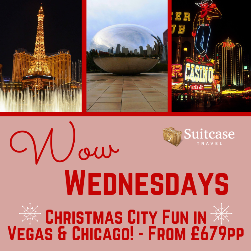 #WowWednesday - Christmas City Fun - Vegas &amp; Chicago! £679pp

📅12th December 2019
🍕3 Nights Chicago - Freehand Chicago
🎡4 Nights Las Vegas - The Linq Hotel &amp; Casino
✈London Direct Flights - ONLY 
🛌Based on 2 Sharing
🤩DEPOSIT ONLY £99pp

Email Holidays@suitcasetravel.co.uk