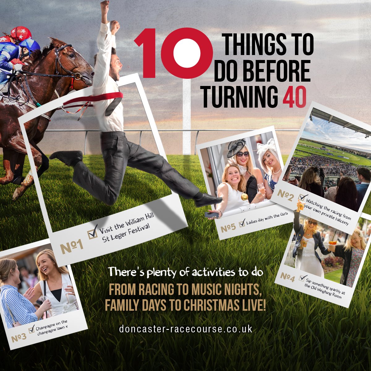 #10thingstodo. How many have you ticked off? 
No.1 Have you visited the St Leger✅ 
No.2 Have you watched a race from your own private balcony✅ 
No.3 Enjoyed Champagne on the Heart FM Champange Lawn✅ 
Stay tuned for more of our top 10 coming soon...