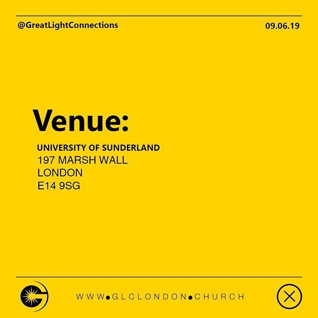 @greatlightconnections is the place to be this Sunday!
.
.
.
#greatlightconnections #universityofsunderlandinlondon #church #word #christ #God #bible #praise #worship #moveofgod #transformation #grace #accessinggrace #enjoyinggrace bit.ly/2QOVQeh