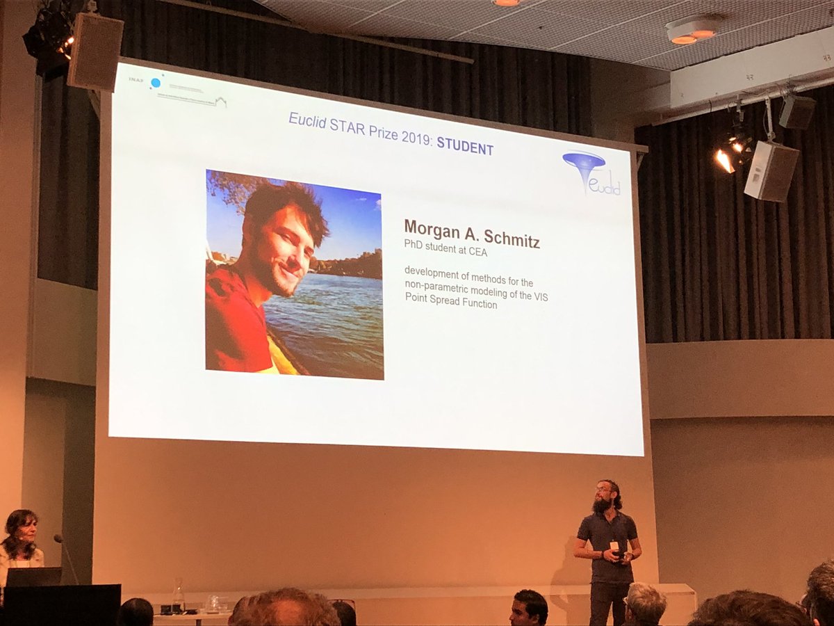 CosmoStatLab's tweet photo. Euclid Star Morgan Schmitz making #CosmoStat very proud! #Euclid2019 https://t.co/l0YsCDvkI7