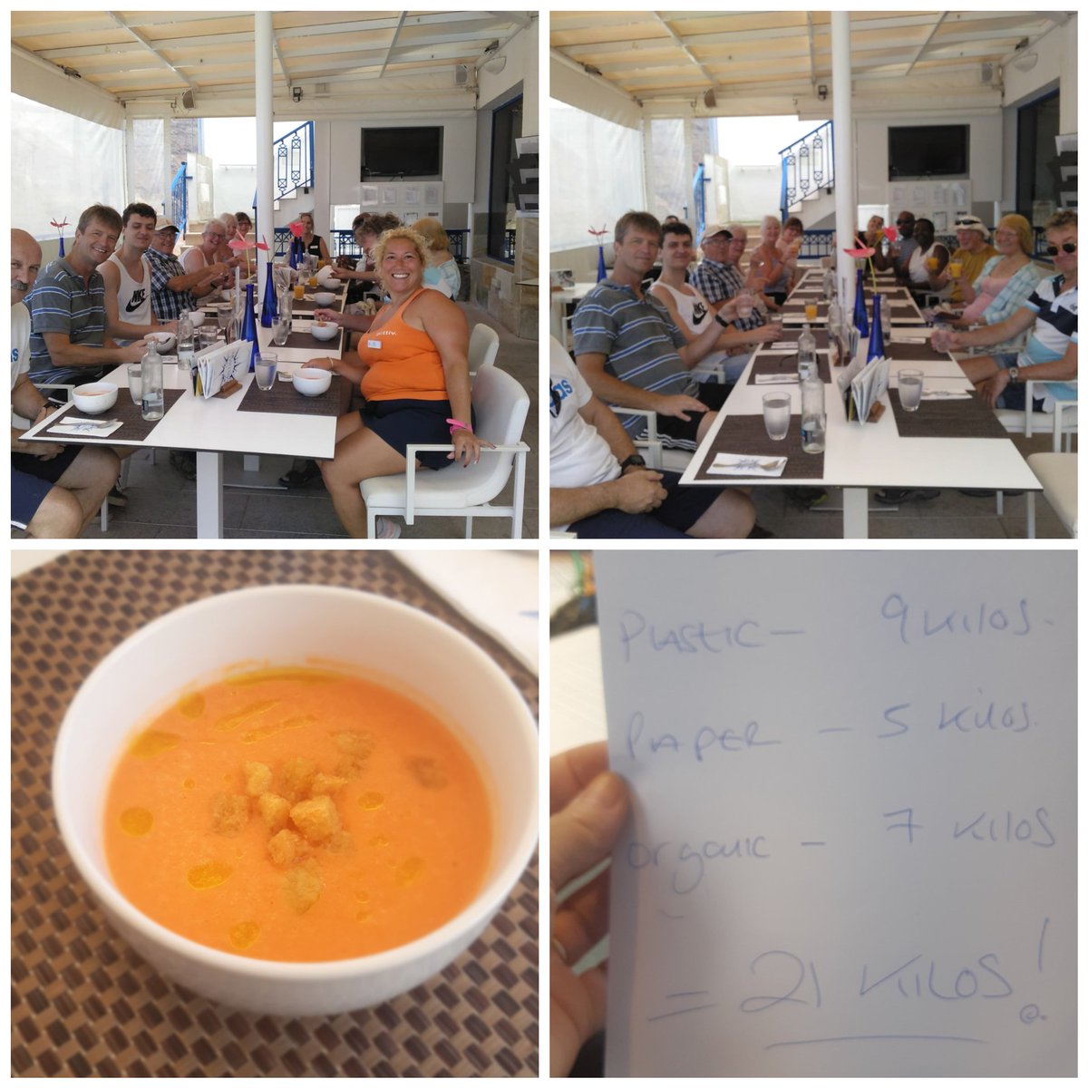 CharlotteCatCCB's tweet photo. Happy #WorldEnvironmentDay We here at #CalaBlanca had a great clean up of #Taurito collecting a whopping 21 kilos of rubbish in just 1 hour! Thankyou to all who participated 👏 we all enjoyed a tasty gazpacho soup on return @Olgaanimacalab1 @DanielRguezRM  #DiamondGoGreen https://t.co/tQimEs6Tqu