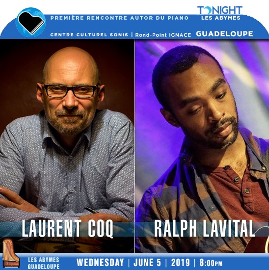 →<a href="/1ere_Renc_piano/">Première Rencontre autour du piano</a> #LesAbymes, #Guadeloupe
11e édition PREMIÈRE RENCONTRE AUTOR DU PIANO 2019
* <a href="/coqlaurent/">laurent coq</a> pianist, composer
→youtube.com/watch?v=PNT9_q…
* <a href="/RalphLavital/">Ralph Lavital</a> guitarist, composer
→youtube.com/watch?v=xZOlDO…
TONIGHT 8pm
→rencontre-autourdupiano.com/event/laurent-…
>facebook.com/pg/centre.soni…
