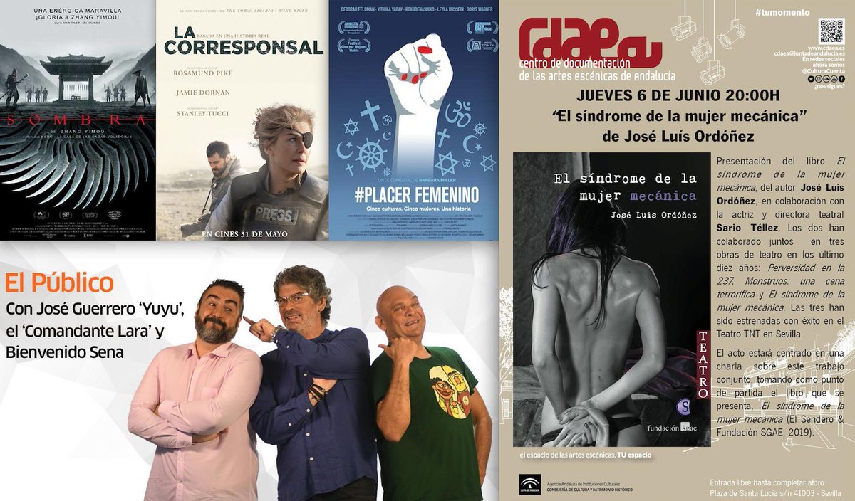 jlordonez237's tweet photo. HOY a las 19:30 en la Tertulia Luis Casal Pereyra con @SevillaCinefila en @casadellibro #Viapol #Sevilla; MAÑANA a las 18:00 en @elpublicocsr #CanalSur con @yuyudecai @Chariwi @bienvesena2210 @ComandanteLara y a las 20:00 presento nuevo libro en el #CDAEA #CINE #RADIO #TEATRO https://t.co/pF9rrec9yd