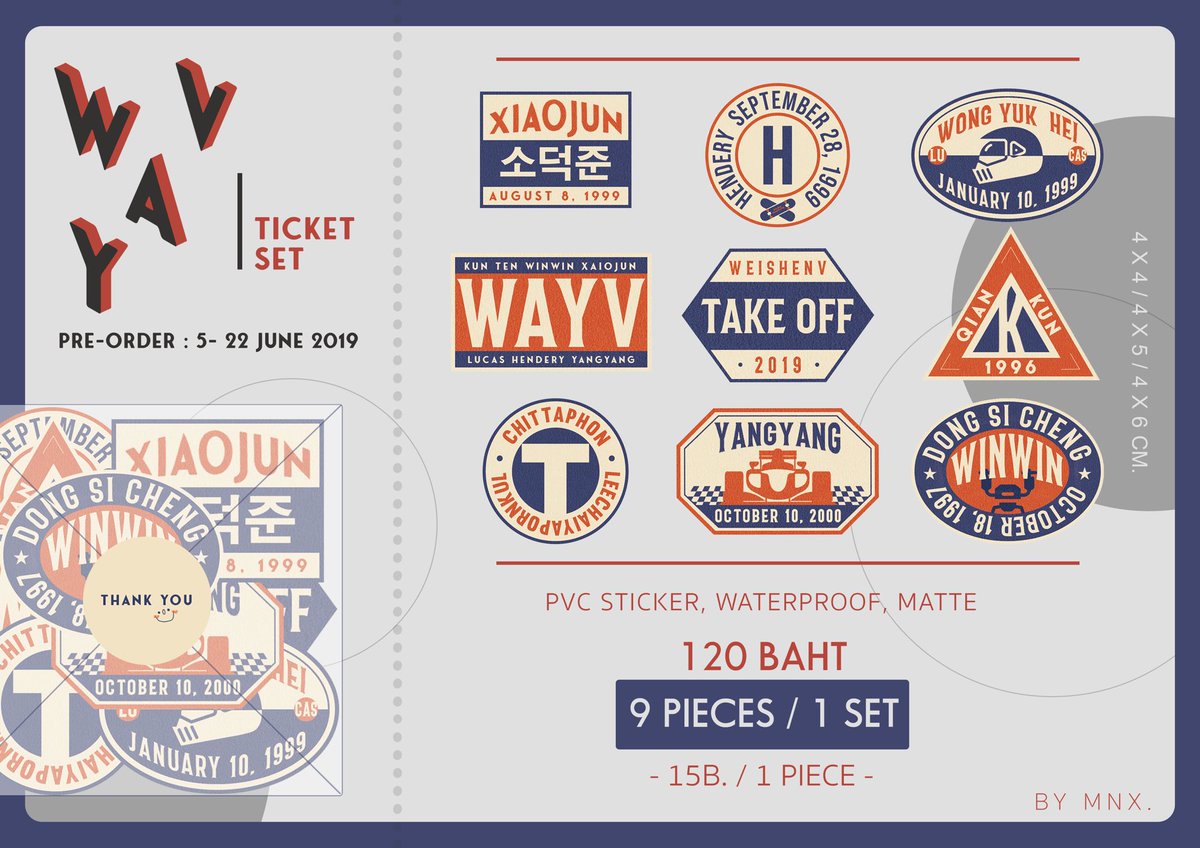 logi90z's tweet photo. [ pls rt ! ] pre-order wayv sticker set
🖇5 - 25 june 2019 ☁️

- wayv x vintage set 🏈
: 1 set 9 pieces 120 ฿

- wayv x ticket set 🎬
: 1 set 8 pieces 100 ฿ 

read more &amp; order :
https://t.co/zNyicR8qGm

➰ #ตลาดนัดwayv #ตลาดนัดnct #ตลาดนัดอซท #wayv #nct https://t.co/9dC8R29UmM