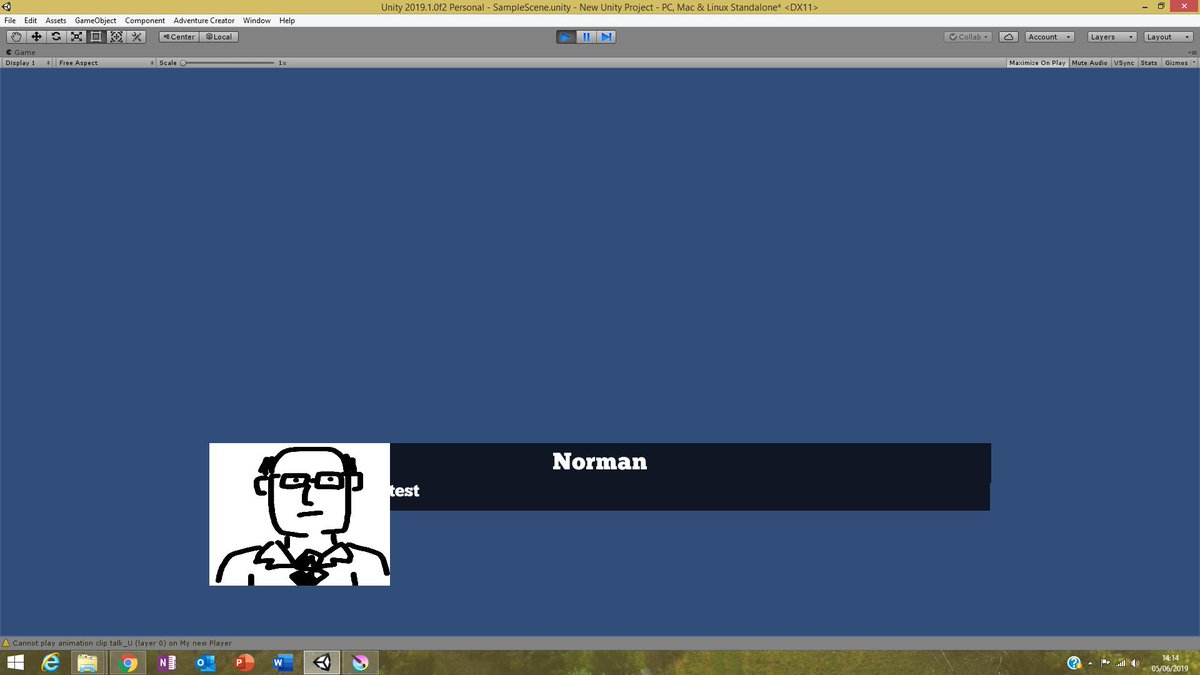After a few weeks of planning the story and key puzzles, I've finally started making my new point and click #indiegame! Just placeholder assets for now, but feels good to get back to using Adventure Creator for Unity by <a href="/ChrisIceBox/">ChrisIceBox</a> . More details coming soon! #gamedev