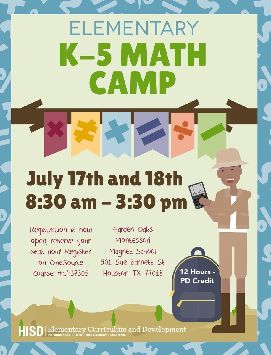nperez10's tweet photo. 📣 𝗞-𝟱 @HoustonISD 𝗠𝗮𝘁𝗵 𝗧𝗲𝗮𝗰𝗵𝗲𝗿𝘀 Join Us July 17-18 For Our Summer Math Camp!
⭐𝘉𝘶𝘪𝘭𝘥𝘪𝘯𝘨 𝘢 𝘔𝘢𝘵𝘩 𝘊𝘶𝘭𝘵𝘶𝘳𝘦
⭐𝘊𝘶𝘳𝘳𝘪𝘤𝘶𝘭𝘶𝘮 𝘊𝘰𝘯𝘯𝘦𝘤𝘵𝘪𝘰𝘯𝘴
⭐𝘋𝘢𝘪𝘭𝘺 𝘔𝘢𝘵𝘩 𝘙𝘰𝘶𝘵𝘪𝘯𝘦𝘴
⭐𝘍𝘭𝘶𝘦𝘯𝘤𝘺 𝘊𝘢𝘮𝘱
⭐𝘊𝘩𝘰𝘪𝘤𝘦 𝘚𝘦𝘴𝘴𝘪𝘰𝘯𝘴 https://t.co/uSo0JVFk2F