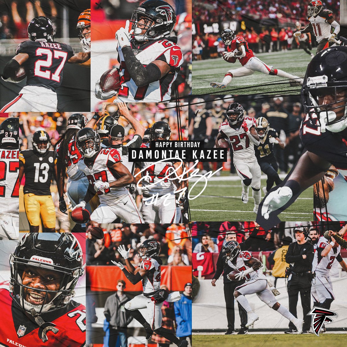 AtlantaFalcons's tweet photo. RT to help wish the league leader in interceptions, @Damontaekazee a happy birthday!

We can't wait to see you back out there. Keep grinding ✊ https://t.co/CsfV6f4V8K