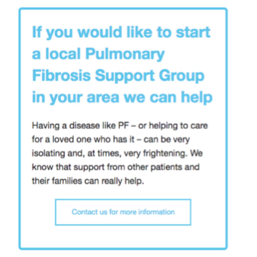 ActionPFcharity's tweet photo. Are you a healthcare professional working in #respiratory care? Would you be interested in starting a support group for people living with #pulmonaryfibrosis? We would love to hear from you. Email us on info@actionpulmonaryfibrosis.org https://t.co/Gp8IRligsf