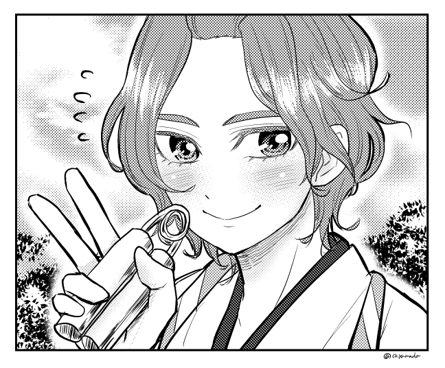 「写真で小顔に見せるためには顔の近くに手や小物を持ってくると良いらしいよ」

歌仙「こういうことかい?」 