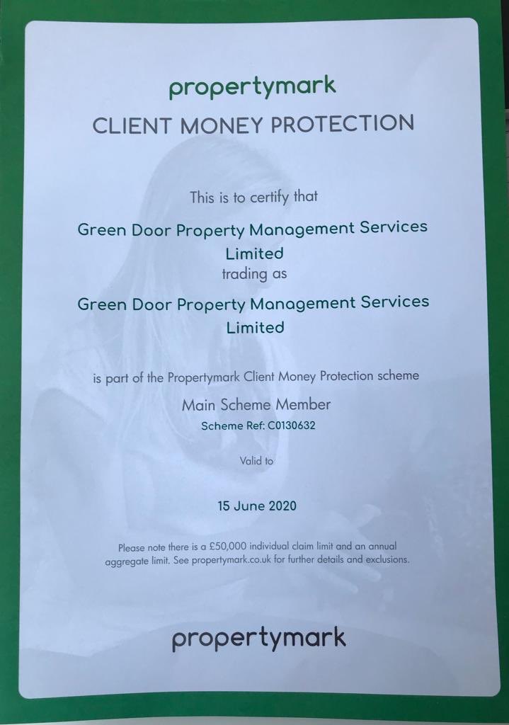 GreenDoor18's tweet photo. Our new Client Money Protection certificate has come through today 🥳 #clientmoneyprotection #greendoorpm #compliance #protected #legalrequirementforagents #propertymark #safeashouses https://t.co/dsKOChRWsj