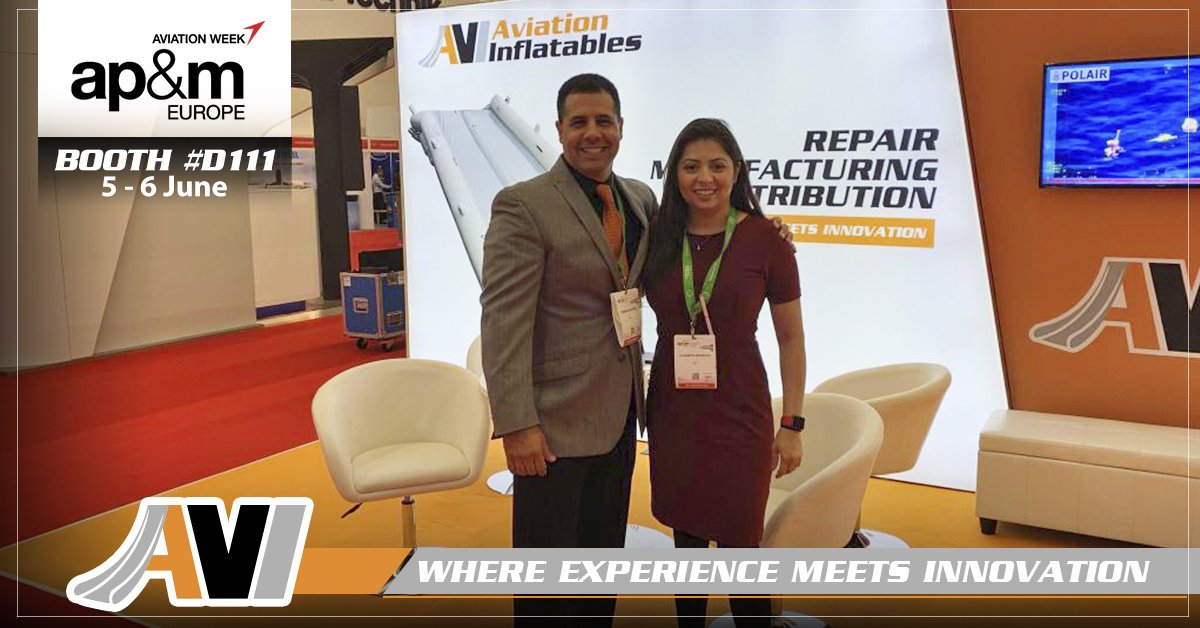 avinflatables's tweet photo. #APMExpo Europe has kicked off.
Visit our team, German Alvarez and Elizabeth Arguello on booth D111 and check out the latest #innovations Aviation Inflatables is releasing.
#avi #aviationinflatables #emergencyequipment #emergencyslides #survivalproducts #aviationindustry https://t.co/QaM0TsY5rM