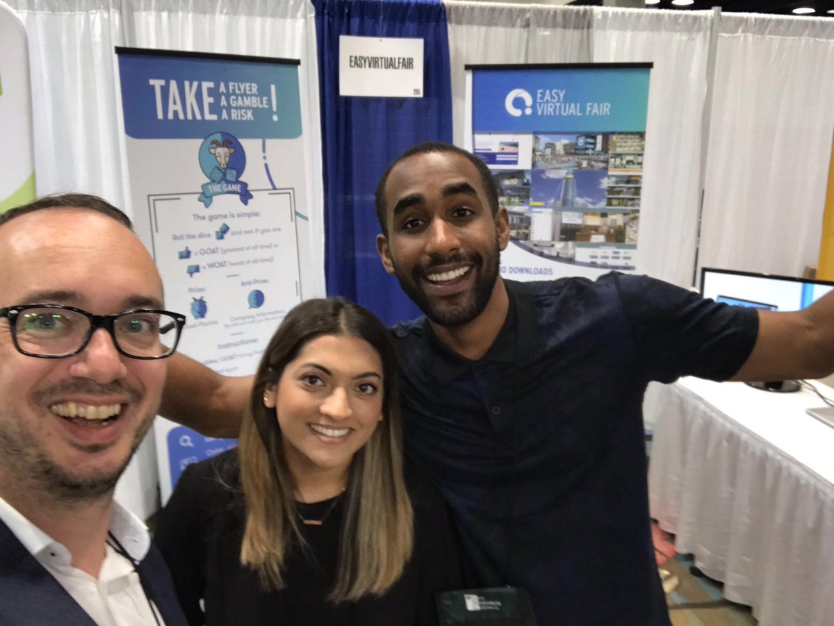 EasyVirtualFair's tweet image. Our GOATs at #NACE19 in Orlando! #wegoatit #recruitment #recruiter #virtualcareerfairs #tradeshow #careerfair #goat #nowhiring #saas #hrtech #hr #humanresources