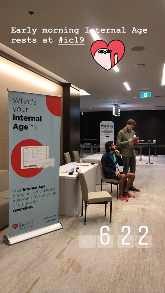 We’re here at #ic19 testing all of you early birds before your run! Come say hello and try <a href="/iheartage/">iHeart Internal Age</a> before and after your run 😊