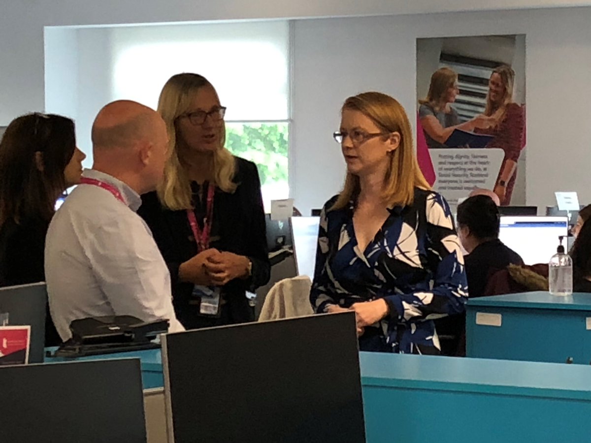SocSecScot's tweet photo. Cabinet Secretary @S_A_Somerville came to visit us in High Street today. She spoke to people from our Operations and Client Experience teams and heard about how we are developing our approach to organisational culture. https://t.co/sLYJkyAi7d
