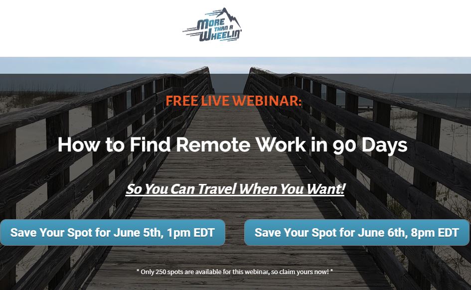 Are you interested in finding remote work so you can travel when you want? Join Camille Attell for a free webinar today (1pm EDT) or tomorrow (8pm EDT). Sign up here: bit.ly/31dKIg6 #remotework #remotejobs