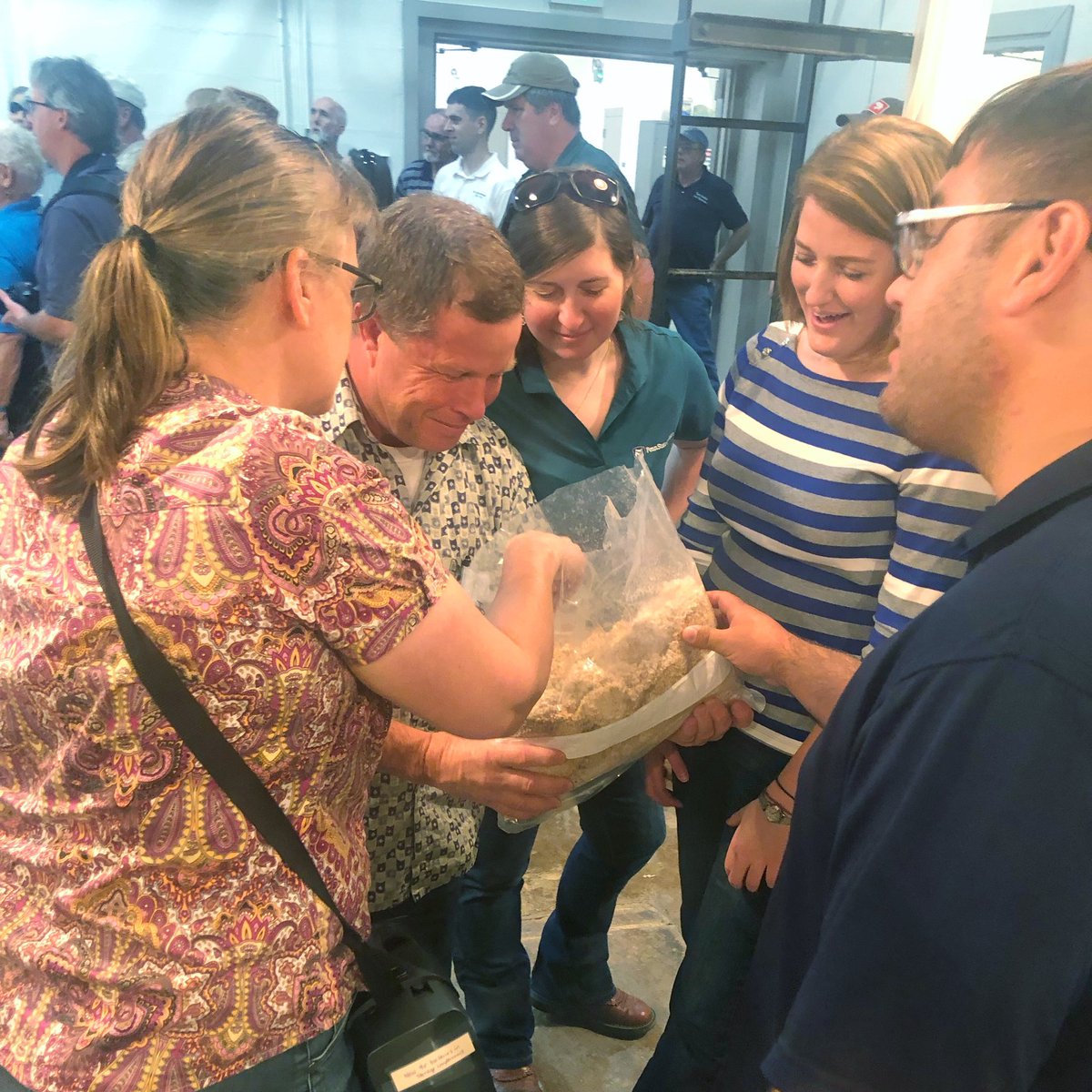 Mushrooms start out as spawn, which is a mixture of mycelium and sterilized grain. <a href="/jcwcelb/">j. craig williams</a> is here holding a bag of the spawn. #agagents #mushroomgrowing #coopext <a href="/agsciences/">Penn State College of Agricultural Sciences</a> #pennstate