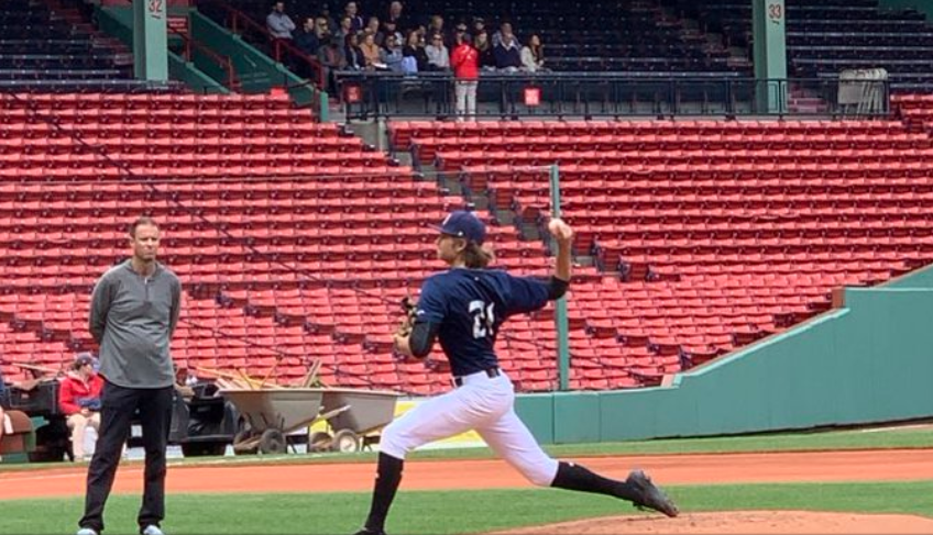 SoxProspects's tweet photo. Blake Loubier is the Red Sox' 13th Round selection in the #MLBDraft. The 6-5, 190 RHP pitched for @OviedoAthletics, making him only the third high schooler taken by Boston in the 2019 draft. @blake_loubier had a Fenway workout June 1. #SPDraft #SoxProspects https://t.co/L3GyqtyE9S