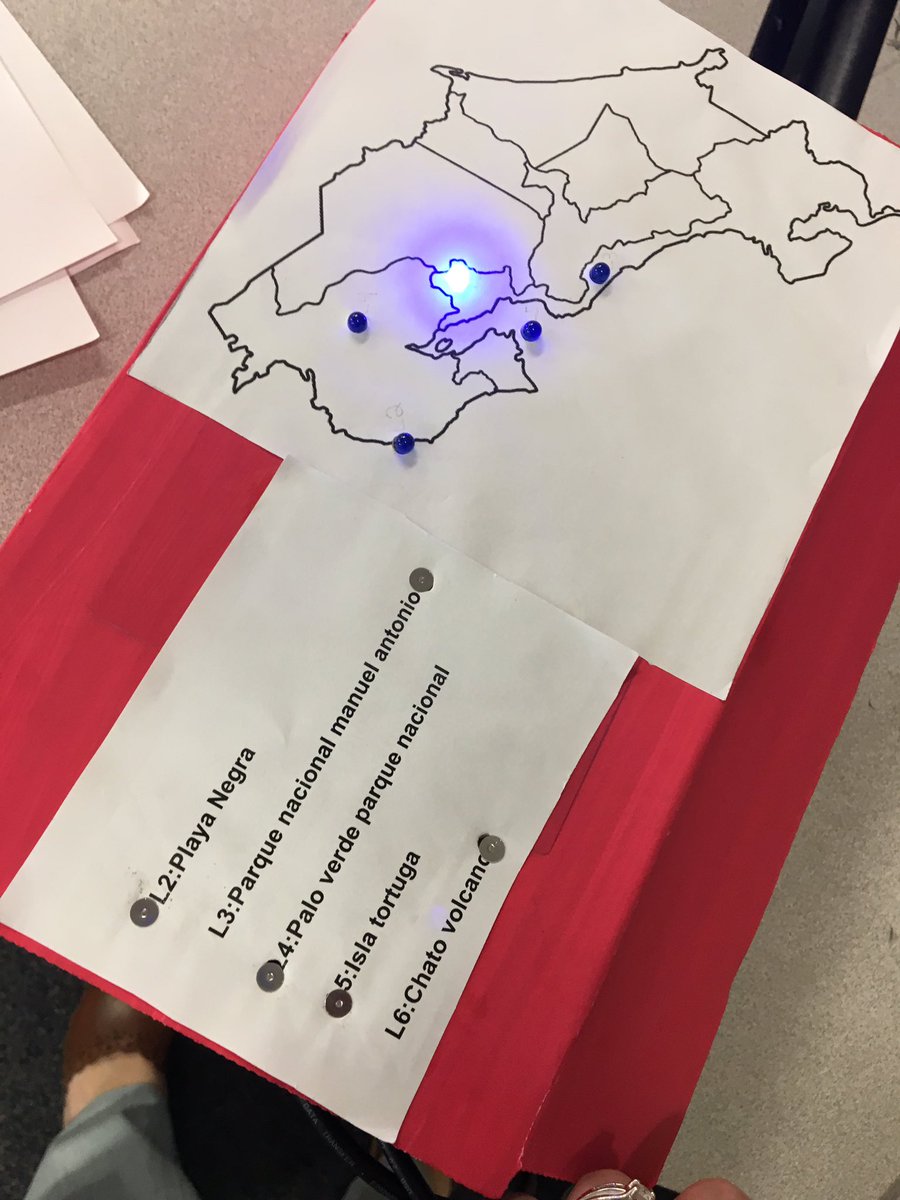 Jess_Schenck's tweet image. Costa Rica project in our 8th grade Spanish class. Can’t wait to see the finished product tonight at Family STEAM Night! #hyperduino #MMSmustangs