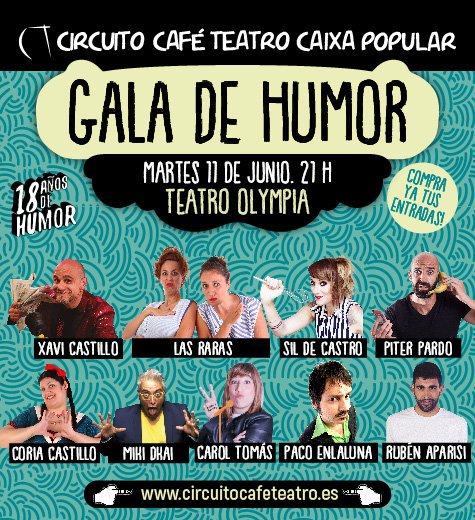 🎙️ Prepárate para no parar de reír en el <a href="/teatroolympia/">Teatro Olympia</a> de Valencia 🤣 El <a href="/cctval/">Circuito Café Teatro Valencia</a> es ya todo un clásico, una cita con los mejores monologuistas de Valencia que lleva realizándose ¡¡¡ 1️⃣8️⃣ años !!!

No lo dejes pasar ¡Las entradas vuelan! 🤩

➕ INFO: bit.ly/gala-de-humor